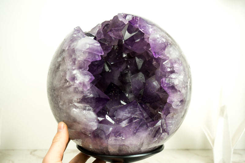 X - Large Amethyst Sphere with Deep Purple Amethyst, Large and Shiny Points - E2D Crystals & Minerals