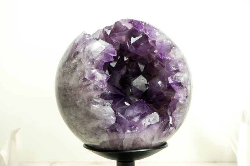 X - Large Amethyst Sphere with Deep Purple Amethyst, Large and Shiny Points - E2D Crystals & Minerals