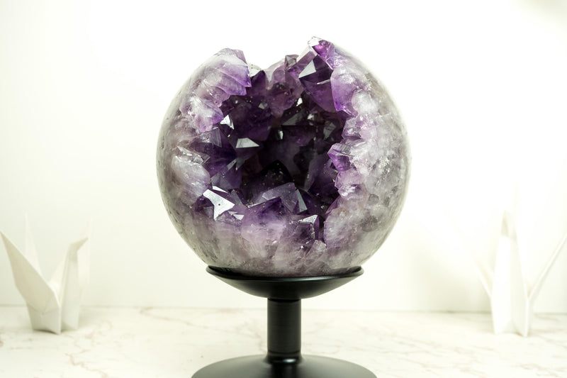 X - Large Amethyst Sphere with Deep Purple Amethyst, Large and Shiny Points - E2D Crystals & Minerals