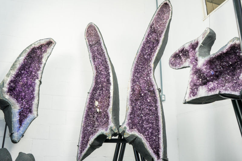 Gorgeous 7.4 Ft Tall Giant Amethyst Cathedrals – XX - Large Amethyst Geode Wings, Luxury Home Decor - 520 Lb. - E2D Crystals & Minerals