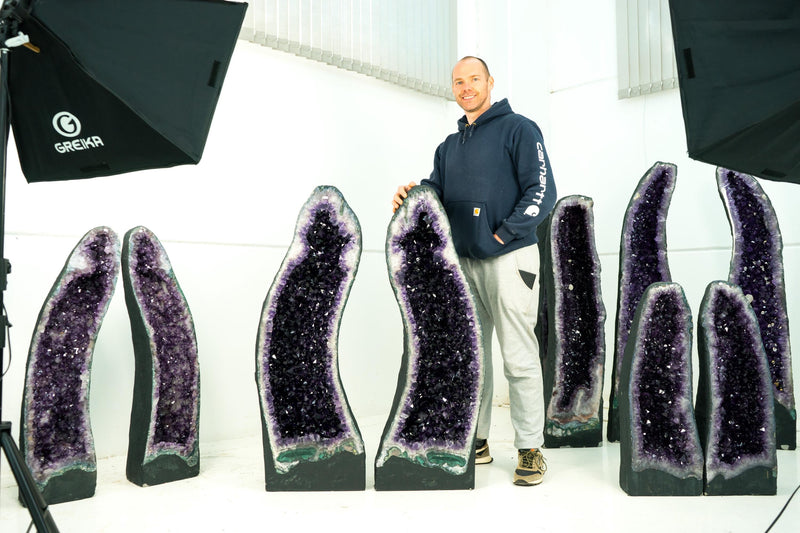 Pair of Large AAA Amethyst Cathedral Geodes, Grape Jelly Purple with Large Amethyst Druzy, Natural Statement Crystals - 263 Kg - 580 lb - E2D Crystals & Minerals