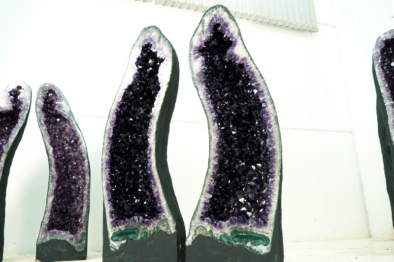 Pair of Large AAA Amethyst Cathedral Geodes, Grape Jelly Purple with Large Amethyst Druzy, Natural Statement Crystals - 263 Kg - 580 lb - E2D Crystals & Minerals