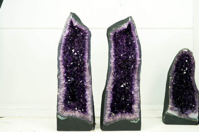 Pair of AAA Amethyst Cathedral Geodes, Violet Purple with Large Amethyst Druzy, Luxurious Large Natural Crystal - 3.71 Ft. Tall & 588 lbs. - E2D Crystals & Minerals