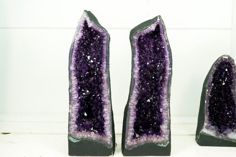 Pair of AAA Amethyst Cathedral Geodes, Violet Purple with Large Amethyst Druzy, Luxurious Large Natural Crystal - 3.71 Ft. Tall & 588 lbs. - E2D Crystals & Minerals