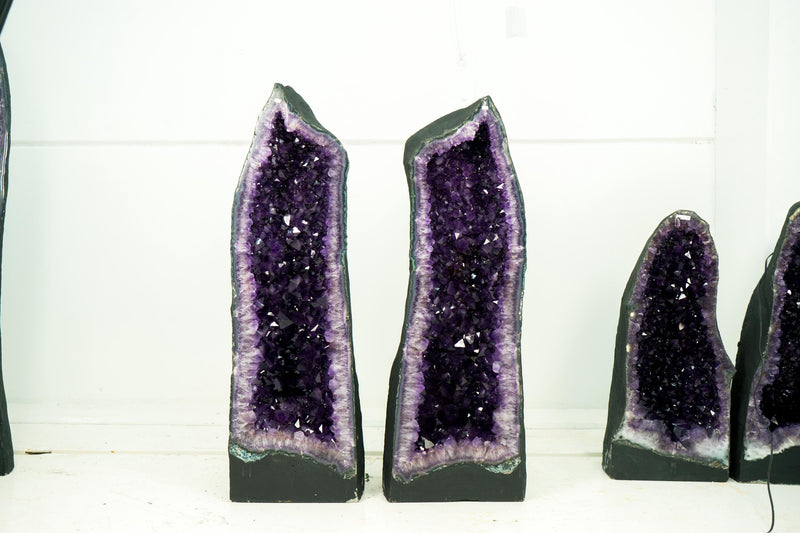 Pair of AAA Amethyst Cathedral Geodes, Violet Purple with Large Amethyst Druzy, Luxurious Large Natural Crystal - 3.71 Ft. Tall & 588 lbs. - E2D Crystals & Minerals