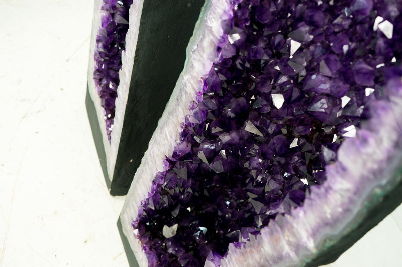 Pair of AAA Amethyst Cathedral Geodes, Violet Purple with Large Amethyst Druzy, Luxurious Large Natural Crystal - 3.71 Ft. Tall & 588 lbs. - E2D Crystals & Minerals