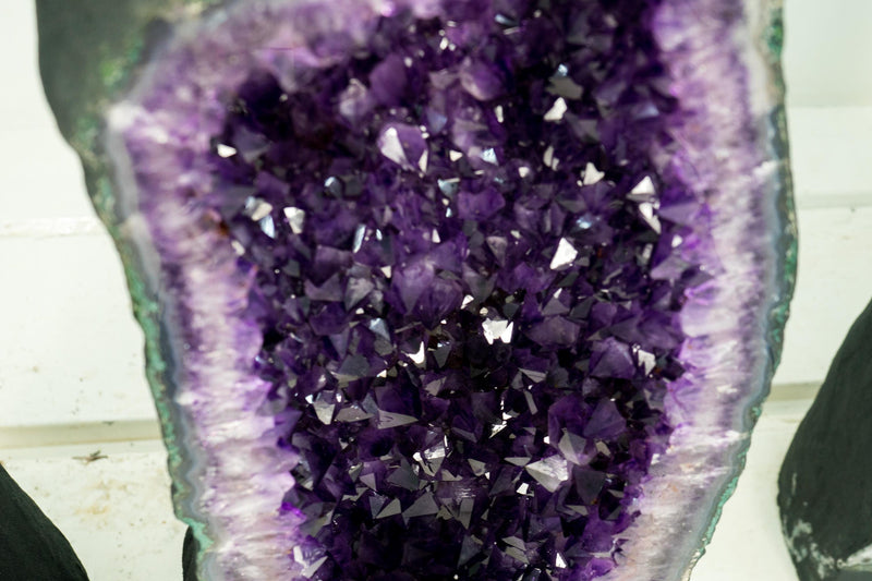 Pair of AAA Amethyst Cathedral Geodes, Violet Purple with Large Amethyst Druzy, Luxurious Large Natural Crystal - 3.71 Ft. Tall & 588 lbs. - E2D Crystals & Minerals