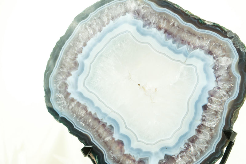 Rare Blue Lace Agate with Clear Quartz Geode Slice, All - Natural, Decorative Agate Slice for Decor and Healing, 2.7 Kg - 6.0 lb - E2D Crystals & Minerals