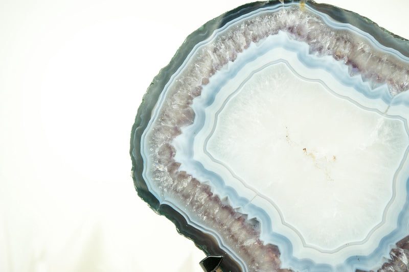 Rare Blue Lace Agate with Clear Quartz Geode Slice, All - Natural, Decorative Agate Slice for Decor and Healing, 2.7 Kg - 6.0 lb - E2D Crystals & Minerals