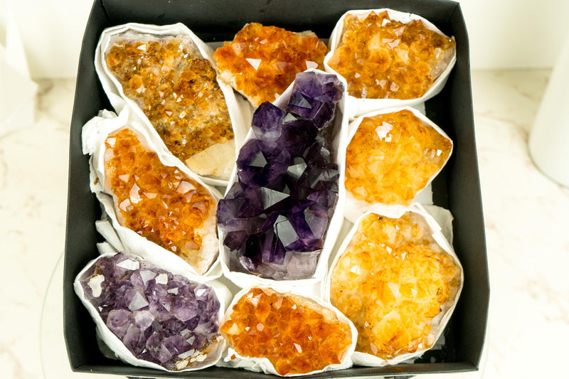 Wholesale Mixed Amethyst & Citrine Crystals, AAA - Grade Only - E2D Crystals & Minerals