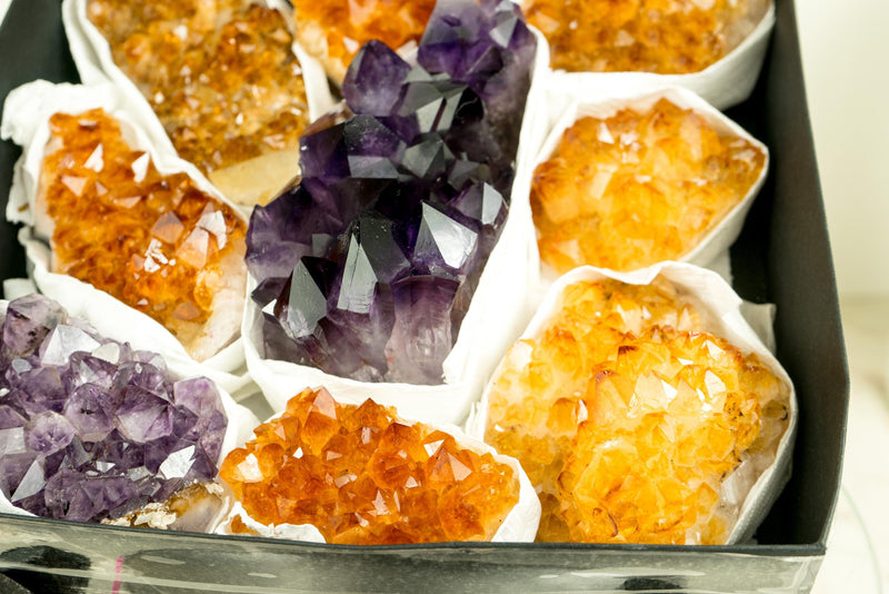 Wholesale Mixed Amethyst & Citrine Crystals, AAA - Grade Only - E2D Crystals & Minerals