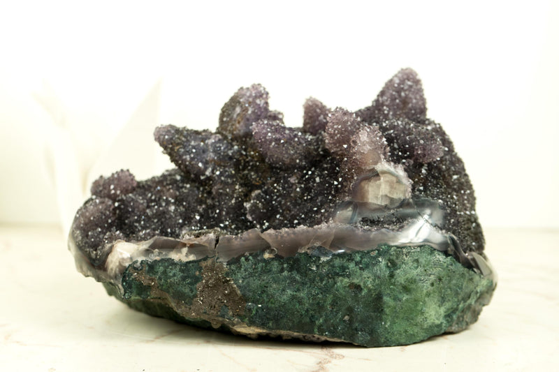 Gallery - Grade Amethyst Crystal Pseudomorph After Calcite on Agate Matrix - E2D Crystals & Minerals