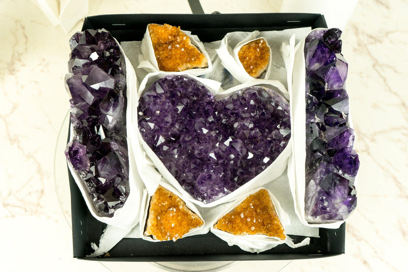 AAA - Grade, Mixed Amethyst and Citrine Mineral Flat Box - E2D Crystals & Minerals