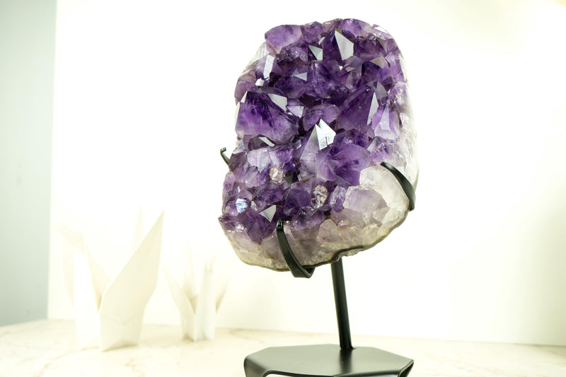 AAA - Grade Deep Purple Amethyst Cluster with Large Druzy Points - E2D Crystals & Minerals