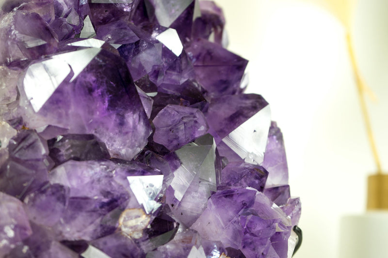 AAA - Grade Deep Purple Amethyst Cluster with Large Druzy Points - E2D Crystals & Minerals