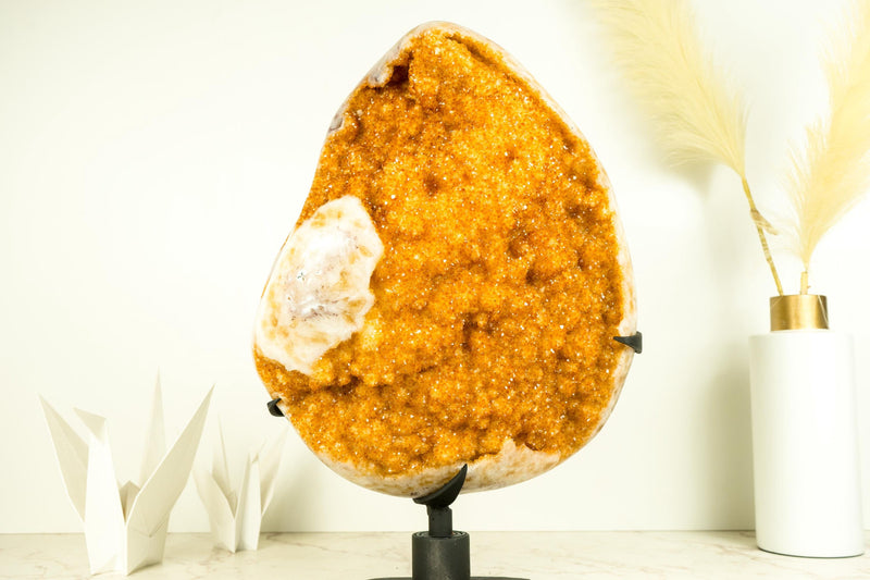 Rare Extra - Large Citrine Flower Cluster with Sparkling Golden - Orange Druzy - E2D Crystals & Minerals