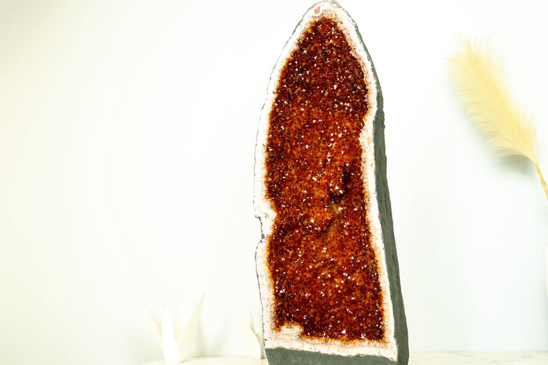 AAA - Grade Citrine Cathedral Geode, Deep Orange Cognac Citrine - E2D Crystals & Minerals