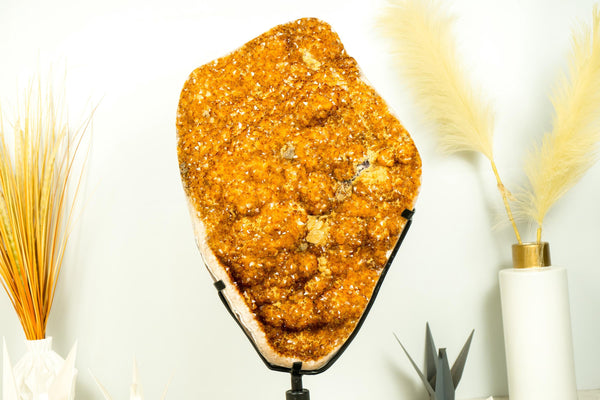 Statement Citrine Cluster Featuring Golden - Orange Druzy and Calcite after Galaxy Citrine Druzy – Collector's Grade, X - Large - 56 Lb. - E2D Crystals & Minerals