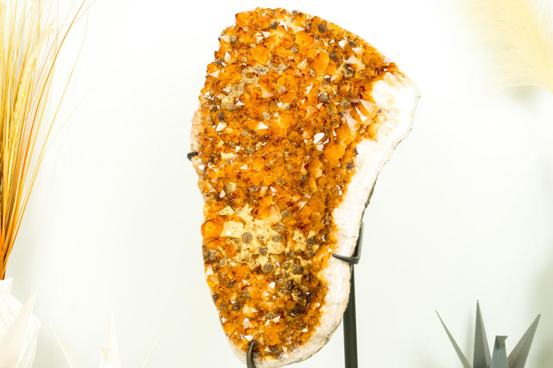 Rare Citrine Cluster with Cubic Calcite Inclusions and Galaxy Druzy, A Statement Crystal for Decor or Collection - 20 In - 35 Lb - E2D Crystals & Minerals