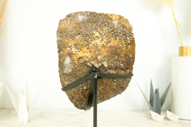 Orange Citrine Cluster with High - Grade, Sparkly Golden Orange Citrine Druzy on Stand - 13.2 In - 8.3 Lb - E2D Crystals & Minerals