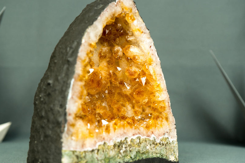 Top - Quality Small Citrine Geode Cathedral with Rich Orange Druzy on White Agate Matrix - 1.8 Kg - 3.9 lb - E2D Crystals & Minerals