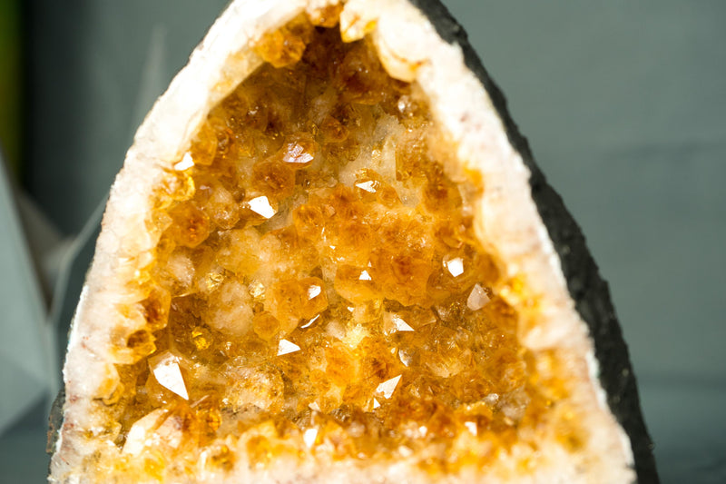 Top - Quality Small Citrine Geode Cathedral with Rich Orange Druzy on White Agate Matrix - 1.8 Kg - 3.9 lb - E2D Crystals & Minerals