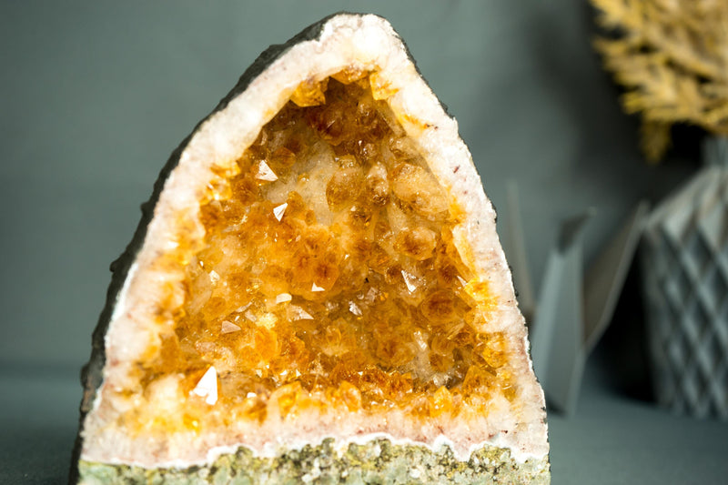 Top - Quality Small Citrine Geode Cathedral with Rich Orange Druzy on White Agate Matrix - 1.8 Kg - 3.9 lb - E2D Crystals & Minerals