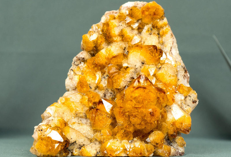 Small AAA Citrine Cluster with Sparkly Golden Orange Druzy and Rare Intact Flower Rosette, Self - Standing - 1.5 Kg - 3.3 lb - E2D Crystals & Minerals