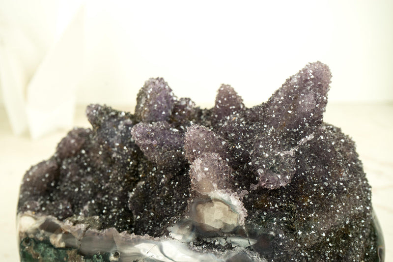 Gallery - Grade Amethyst Crystal Pseudomorph After Calcite on Agate Matrix - E2D Crystals & Minerals