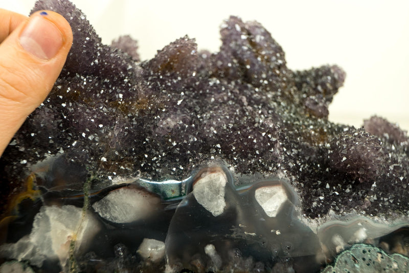 Gallery - Grade Amethyst Crystal Pseudomorph After Calcite on Agate Matrix - E2D Crystals & Minerals