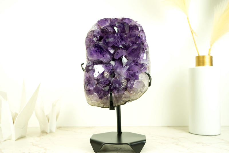 AAA - Grade Deep Purple Amethyst Cluster with Large Druzy Points - E2D Crystals & Minerals