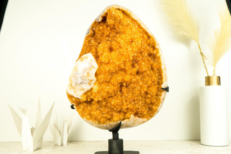 Rare Extra - Large Citrine Flower Cluster with Sparkling Golden - Orange Druzy - E2D Crystals & Minerals