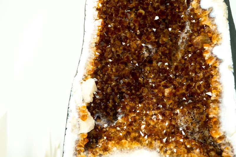 Citrine Geode Cathedral with High - Grade Madeira Citrine on White Agate Matrix - E2D Crystals & Minerals