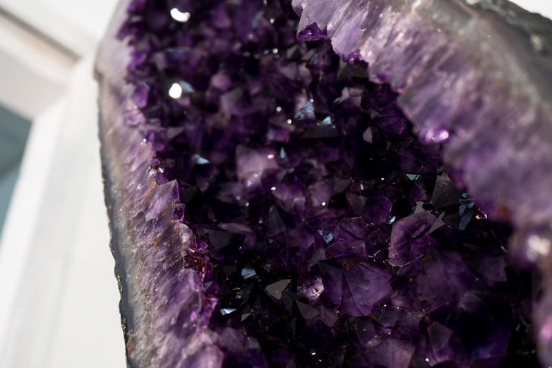 7.5 Ft Tall Amethyst Butterfly Wings Geode with Shiny Deep Purple Crystals - E2D Crystals & Minerals