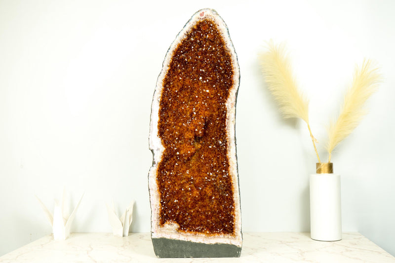 AAA - Grade Citrine Cathedral Geode, Deep Orange Cognac Citrine - E2D Crystals & Minerals