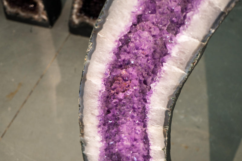 Large Pair of Lavender Amethyst Geode Arched Cathedrals with Sparkly Large Druzy - E2D Crystals & Minerals