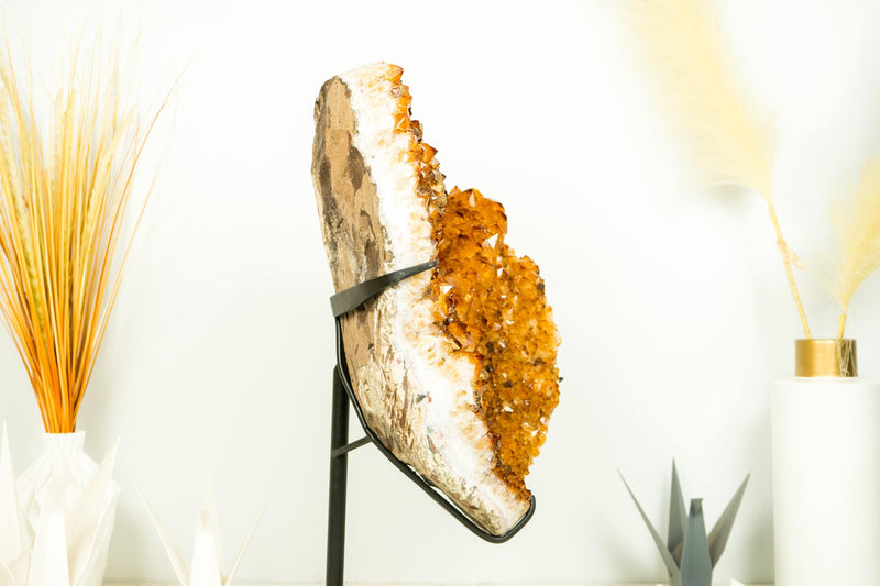 Rare Citrine Cluster with Cubic Calcite Inclusions and Galaxy Druzy, A Statement Crystal for Decor or Collection - 20 In - 35 Lb - E2D Crystals & Minerals