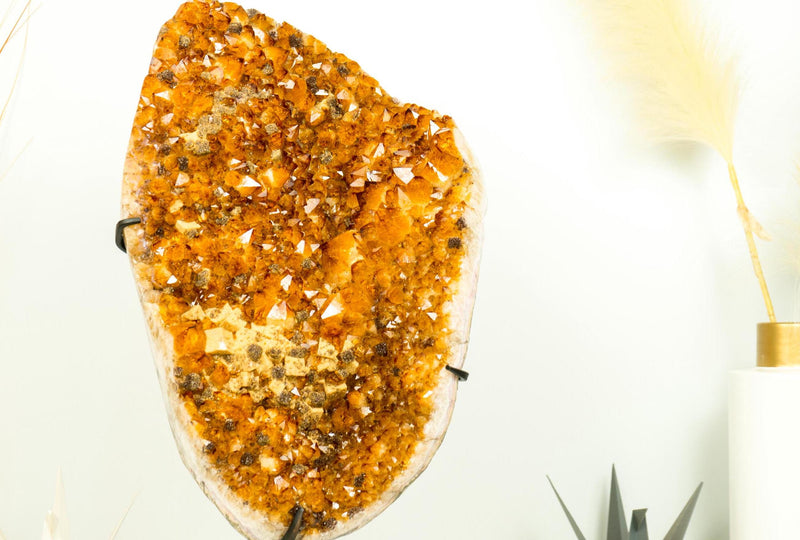 Rare Citrine Cluster with Cubic Calcite Inclusions and Galaxy Druzy, A Statement Crystal for Decor or Collection - 20 In - 35 Lb - E2D Crystals & Minerals