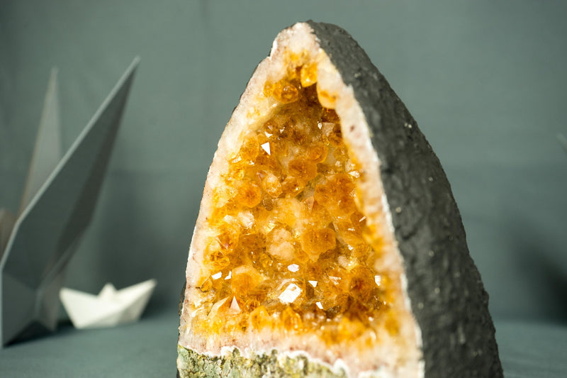 Top - Quality Small Citrine Geode Cathedral with Rich Orange Druzy on White Agate Matrix - 1.8 Kg - 3.9 lb - E2D Crystals & Minerals