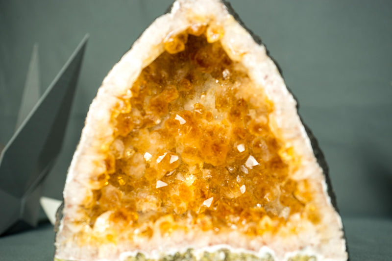 Top - Quality Small Citrine Geode Cathedral with Rich Orange Druzy on White Agate Matrix - 1.8 Kg - 3.9 lb - E2D Crystals & Minerals