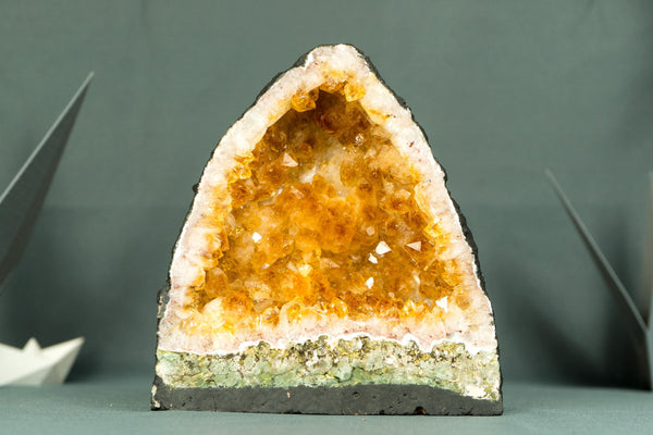 Top - Quality Small Citrine Geode Cathedral with Rich Orange Druzy on White Agate Matrix - 1.8 Kg - 3.9 lb - E2D Crystals & Minerals