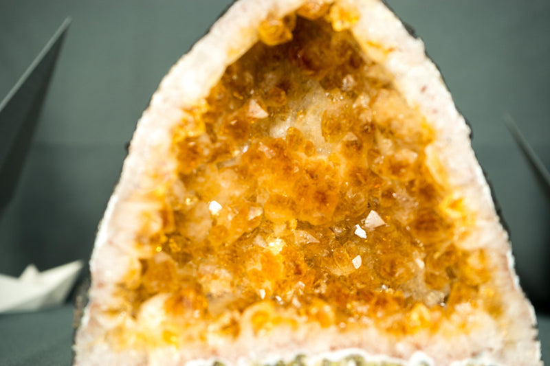 Top - Quality Small Citrine Geode Cathedral with Rich Orange Druzy on White Agate Matrix - 1.8 Kg - 3.9 lb - E2D Crystals & Minerals