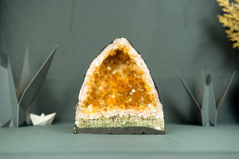 Top - Quality Small Citrine Geode Cathedral with Rich Orange Druzy on White Agate Matrix - 1.8 Kg - 3.9 lb - E2D Crystals & Minerals