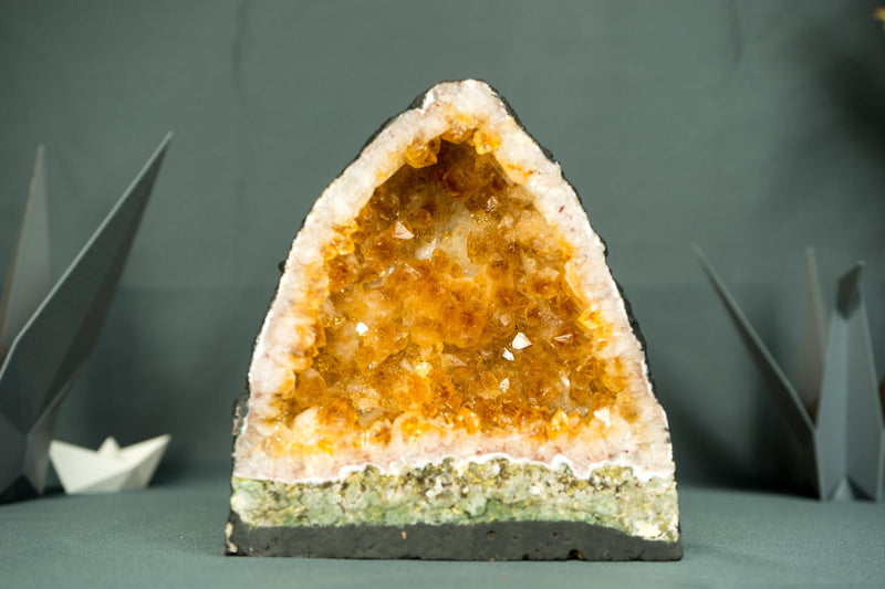 Top - Quality Small Citrine Geode Cathedral with Rich Orange Druzy on White Agate Matrix - 1.8 Kg - 3.9 lb - E2D Crystals & Minerals