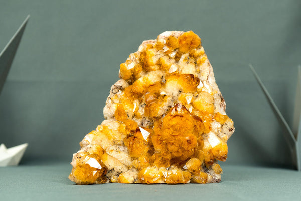 Small AAA Citrine Cluster with Sparkly Golden Orange Druzy and Rare Intact Flower Rosette, Self - Standing - 1.5 Kg - 3.3 lb - E2D Crystals & Minerals