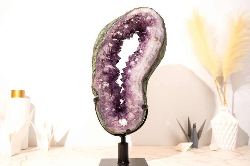 Exclusive Amethyst Geode Portal with a Rare Crown Druzy Formation and AAA, Collection - Grade Purple Crystals, Large - 20.5 In Tall - 43 Lb - E2D Crystals & Minerals