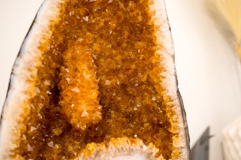 Rare Small Natural Citrine Geode Cathedral: Large Intact Stalactite and Sparkly Orange Crystals, 14 In - 24 Lb - E2D Crystals & Minerals