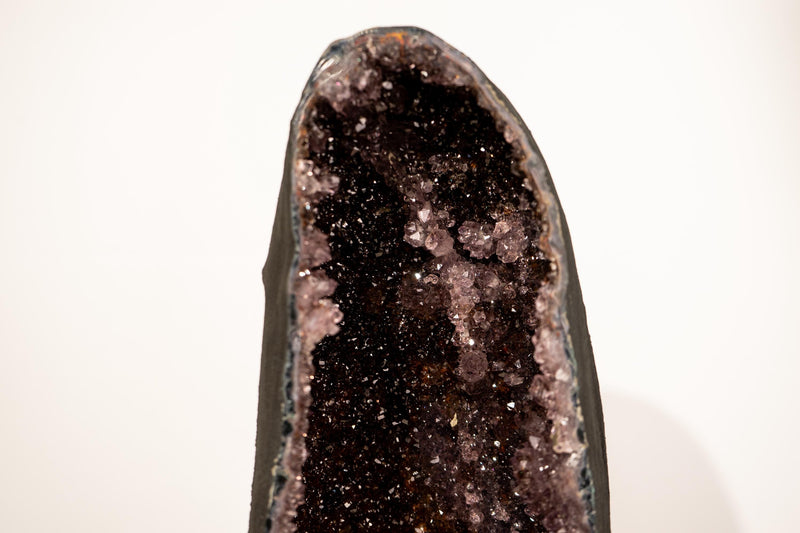 Rare Amethyst Cathedral Geode: AAA - Grade Crystal with Black Galaxy Druzy & Golden Goethite Cacoxenite - 18 In - 28lb - E2D Crystals & Minerals