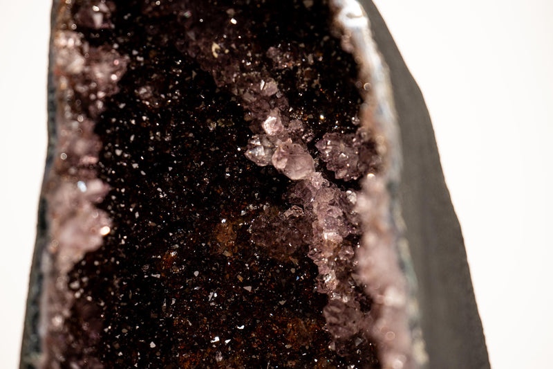 Rare Amethyst Cathedral Geode: AAA - Grade Crystal with Black Galaxy Druzy & Golden Goethite Cacoxenite - 18 In - 28lb - E2D Crystals & Minerals