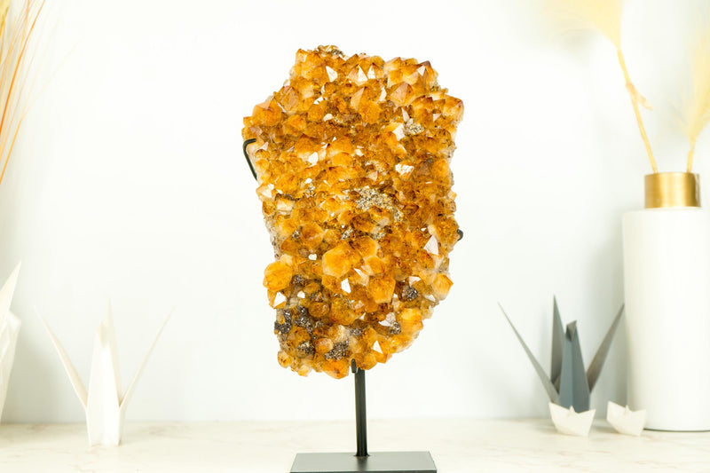 Golden Orange Citrine Cluster with Custom Display Stand, AAA-Grade